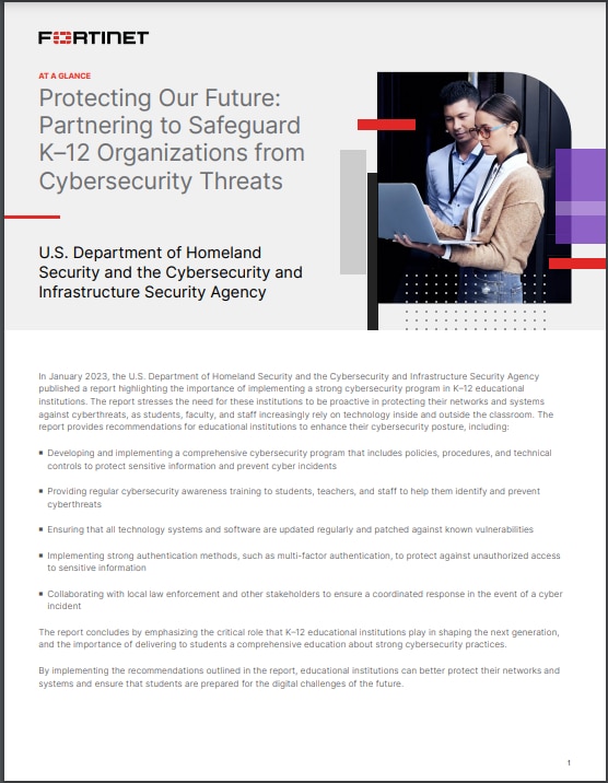 Protecting Our Future: Partnering to Safeguard K–12 Organizations from Cybersecurity Threats (sold in package, 10pc per package)